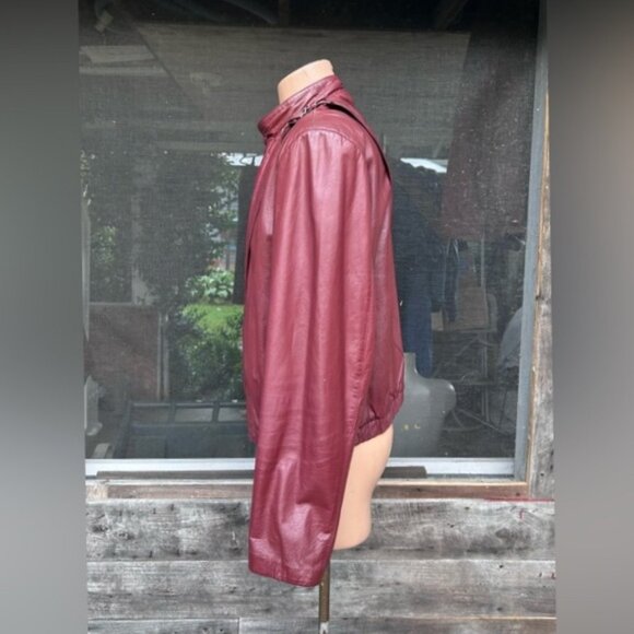 Vintage Retro 80s Leather Loft Oxblood Leather Cafe Racer Bomber Club Jacket~44~ - Picture 5 of 9